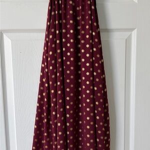Michael Kors Burgundy Maxi Skirt with Gold Dots